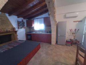 a large kitchen with a refrigerator and a stove at Tassos Holiday home in Archangelos