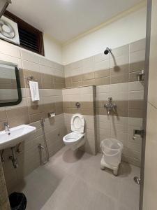 a bathroom with a toilet and a sink at Hari Haran Prestige in Varanasi