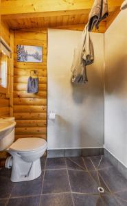 a bathroom with a toilet and a sink at Finest Retreats - Cragdhu Log Cabin in Glenshee