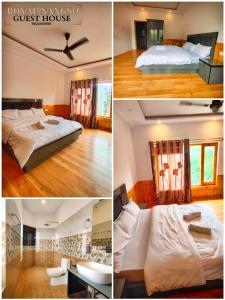 a collage of four pictures of a guest house at Royal Nangso Guest House in Leh