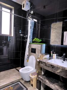a bathroom with a toilet and a sink at Arana Royal Homes in Kampala +13 photos