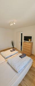 Habitación con 2 camas grandes y TV. en Sensi Living Stadion Self Check In, en Rapperswil-Jona 14 fotos más