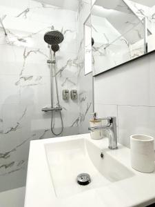 a bathroom with a sink and a shower at Haut' Valentin in Pontarlier +25 photos
