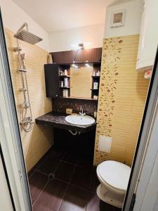 a bathroom with a toilet and a sink at Elisea apartment in Ruse +6 photos