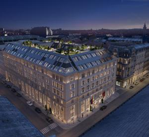 维也纳Mandarin Oriental, Vienna的享有带窗户的大型建筑的顶部景致