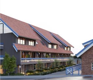 a rendering of a building with red roof at Nida & Sunrise *Self Check-In* in Nida