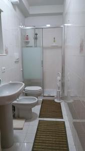 a bathroom with a shower and a toilet and a sink at Casa di Silla in Torre del Lago Puccini