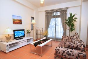 蘇澳鎮的住宿－閑居民宿，带沙发和电视的客厅
