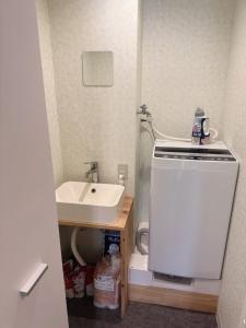 a small bathroom with a sink and a white sink at househotel上野 入谷 in Tokyo