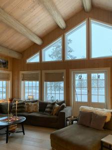 Et opholdsområde på Mountain Cabin With Sauna, Jacuzzi And Views