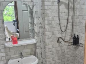a bathroom with a shower and a sink at Dorothys in Pattaya South