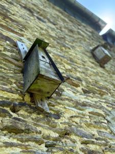a wooden birdhouse on the side of a building at Arduinna's Nest B&B in Neufchâteau