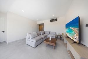Una televisión o centro de entretenimiento en LUX 4BR and 3BA Villa with Pool Malmokweg 48 by Bocobay