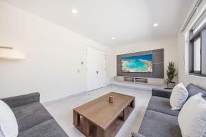 Una televisión o centro de entretenimiento en LUX 4BR and 3BA Villa with Pool Malmokweg 48 by Bocobay