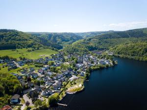 an aerial view of a small town next to a river at Appartement am Hostertberg 1 in Simmerath