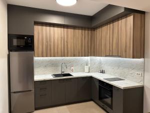 斯科普里Blue Sky Deluxe的带水槽和冰箱的厨房 更多48张照片