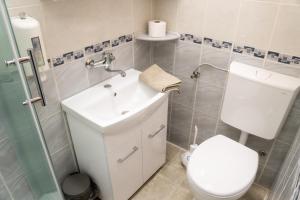 un bagno con un water e un lavandino di Sobe Teatar 4 a Subotica