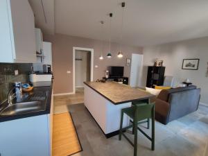 a kitchen and living room with a sink and a counter at Salita al castello in Rossana