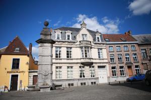a large white building with a fountain in front of it at Hotel Saint Georges in Mons