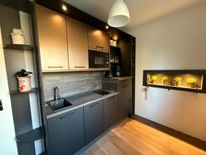 a kitchen with a sink and a counter top at Villa Waidhof in Schierke