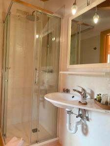 a bathroom with a sink and a shower at Relais Tesino in Castello Tesino +17 photos