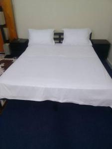 a large white bed with two pillows on it at PARADISEs in Nouakchott