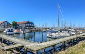 鲁德克丙Cozy Apartment In Rudkøbing With Wifi - G11307的码头上停泊着船只的码头