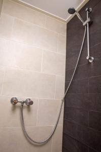 a shower with a hose in a bathroom at Appartement Hoornsterzwaag, landelijk gelegen in Hornsterzwaag