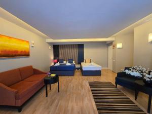 Rúm í herbergi á Hotel Hecco