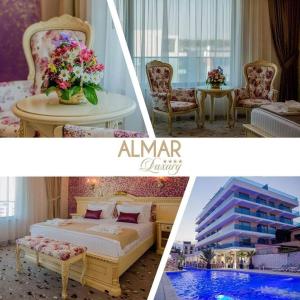 a collage of two pictures of a hotel room at Hotel Almar Luxury in Mamaia Nord