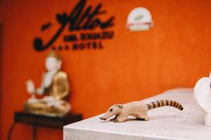 a toy squirrel sitting on top of a table at Altos del Iguazu in Puerto Iguazú
