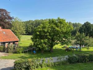 a park with a tree and a playground at De Specht in Doetinchem