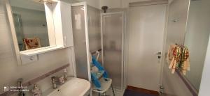 Un baño con ducha, lavabo e inodoro. en La casa di nonna Lina al mare - senza barriere, en Torre del Lago Puccini 22 fotos más