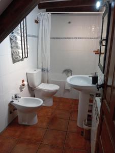 a bathroom with a toilet and a sink at Casas Rurales La Casuca in Ojedo