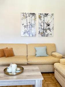 a living room with a couch and a coffee table at CityCenter Apartment in Argostoli