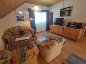 un soggiorno con un divano e una TV di Apartment Balatonfenyves - Balaton 18360 a Balatonfenyves