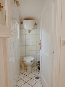 a small bathroom with a toilet and a sink at Pied-à-Terre in Piazzetta in Capri +15 photos