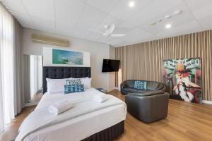 Posteľ alebo postele v izbe v ubytovaní Modern studio in heart of Mooloolaba