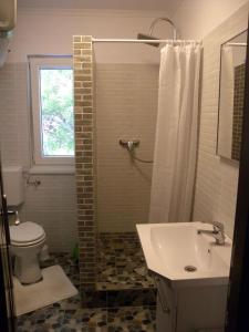 a bathroom with a toilet and a sink and a shower at Apartment in Siofok - Balaton 34933 in Balatonszabadi Fürdőtelep