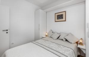 1 dormitorio blanco con 1 cama con 2 almohadas en 2 Bedroom Gorgeous Apartment In Tribalj, en Tribalj