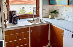 un bancone della cucina con lavandino e finestra di 3 Bedroom Lovely Home In Strandby a Strandby