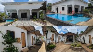 a collage of photos of a house and a swimming pool at PalomaVilla Resort Non Air-Condition Rooms in Bolod +5 photos