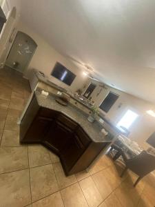 an overhead view of a kitchen with a counter top at Casa Bonita in Horizon City
