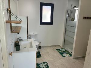 a bathroom with a sink and a shower at villa de vacances in Cessenon +9 photos