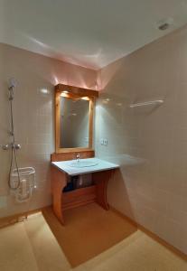 a bathroom with a sink and a mirror at Résidence Les Villages du Bachat in Chamrousse