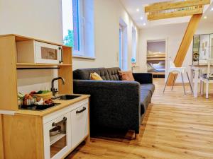 Η κουζίνα ή μικρή κουζίνα στο Familienfreundliches Ferienhaus auf Hof mit Schafen