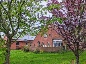 Κήπος έξω από το Familienfreundliches Ferienhaus auf Hof mit Schafen