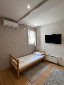 TV a/nebo společenská místnost v ubytování Apartments and Rooms L E F T RIVER Belgrade