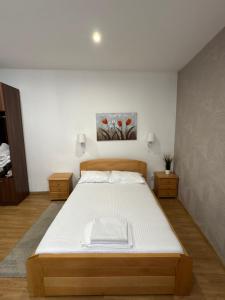 Postel nebo postele na pokoji v ubytování Apartments and Rooms L E F T RIVER Belgrade