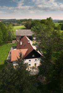 an overhead view of a house with a roof at Wietorówka in Lubomierz